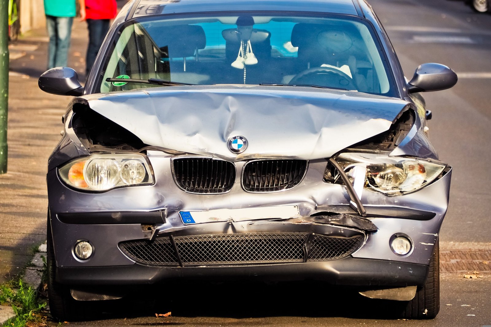 Damaged car at the roadside after a non-fault road traffic accident in London