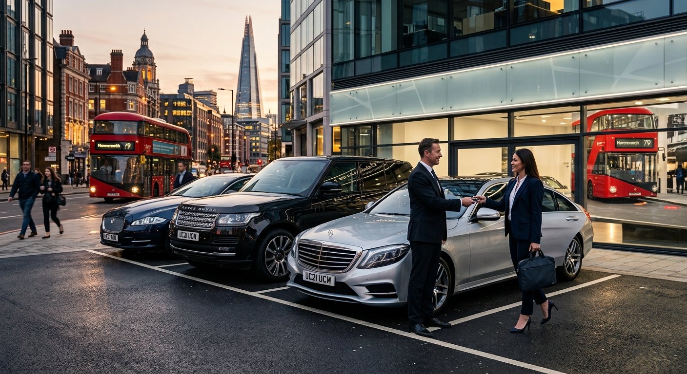 Private-hire driver standing beside a replacement vehicle in London